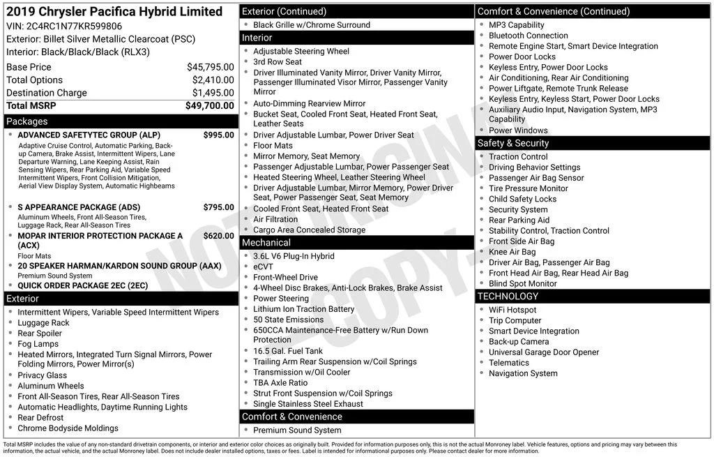 chrysler pacifica hybrid 2019 2C4RC1N77KR599806 image chrysler pacifica hybrid 2019 2C4RC1N77KR599806 image
